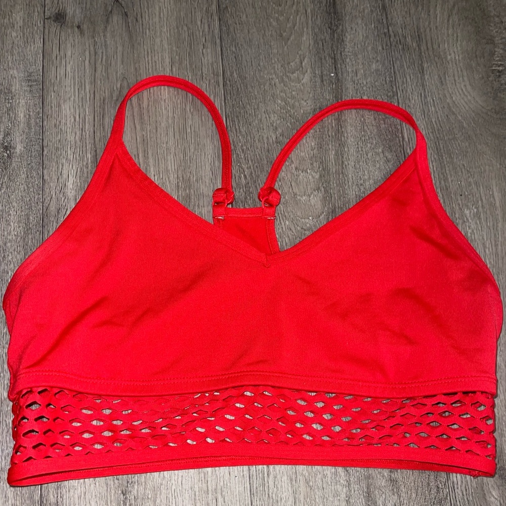PINK red sports bra